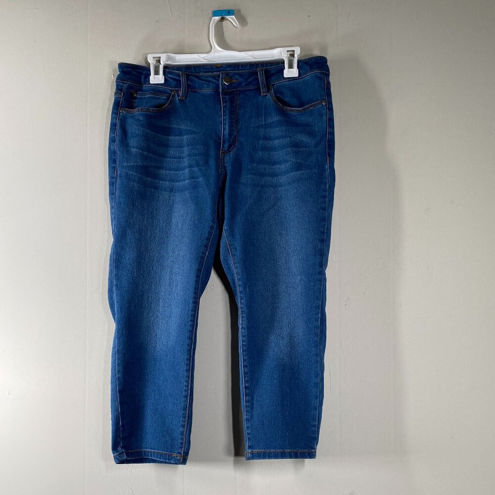 Tahari Cropped Denim Jeans Women's 31 Mid Rise Blue Casual Pants